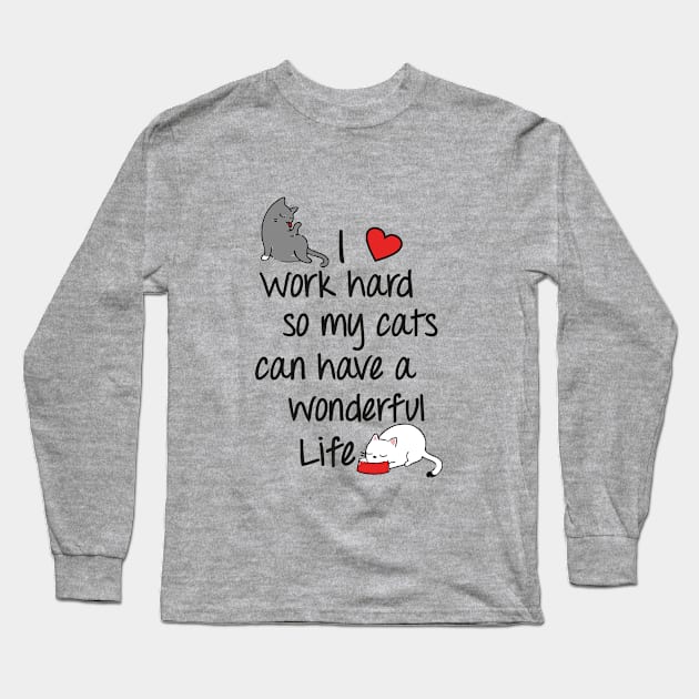 Two lazy cats design Long Sleeve T-Shirt by colouredwolfe11